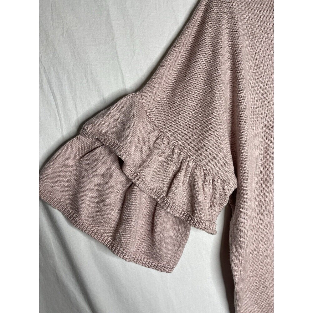 ELOQUII Women's Plus Ruffled Tiered Sleeve Sweater Pink Size 22/24 - Picture 3 of 9